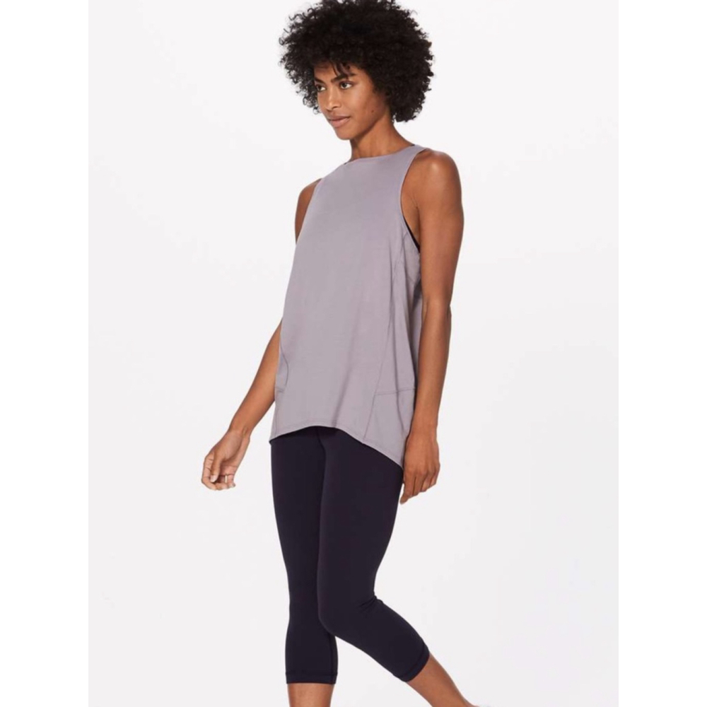 Lululemon Back In Action Tank Grey workout top gym sz m